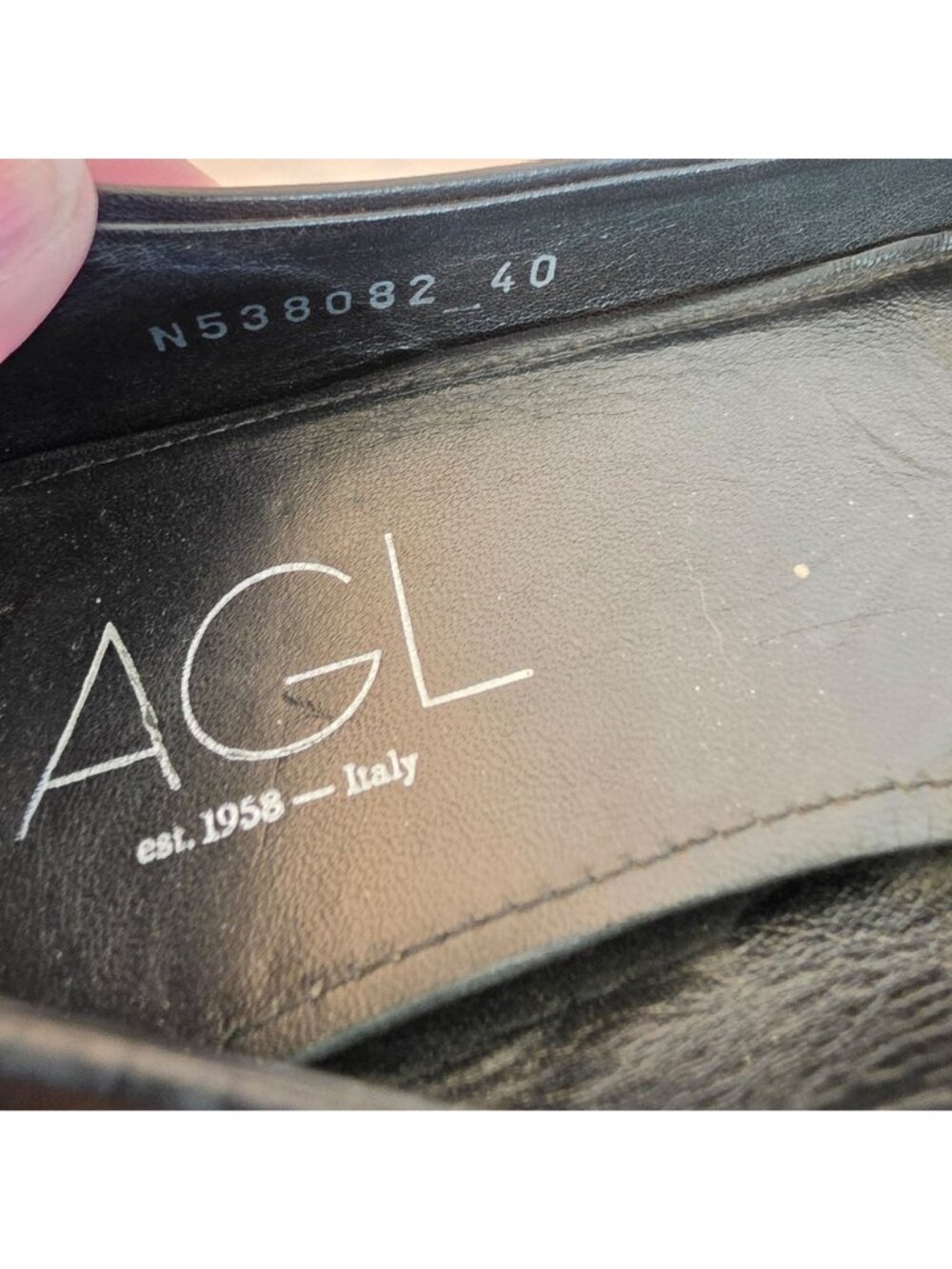 AGL Attilio Giusti Leombruni Italy Leather Pointed Skimmer Flats Women 40 - Picture 4 of 13